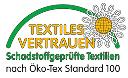 Die Gewebe besitzen das Zertifikat Öko-Tex Standard 100 (Sicherheit der Textilprodukte)